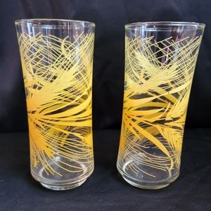 Vintage Libbey‎ Golden Wheat Ice Tea Glasses Set of two